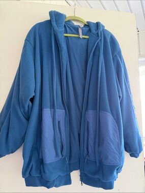 SKIMS Blue Hooded Fleece Utility Jacket